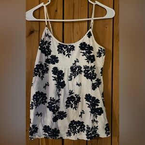 Aeropostale White and Navy Floral Cami Top